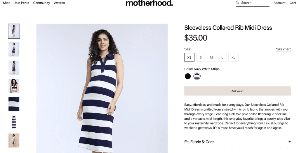 Motherhood Maternity Product Page